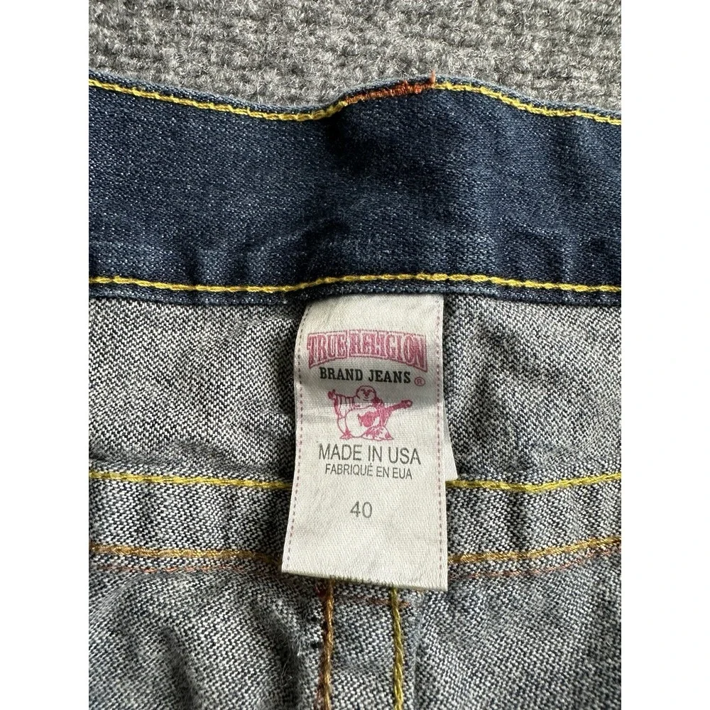 Mens True Religion World Tour Made in USA Blue Denim Jeans, Size 40